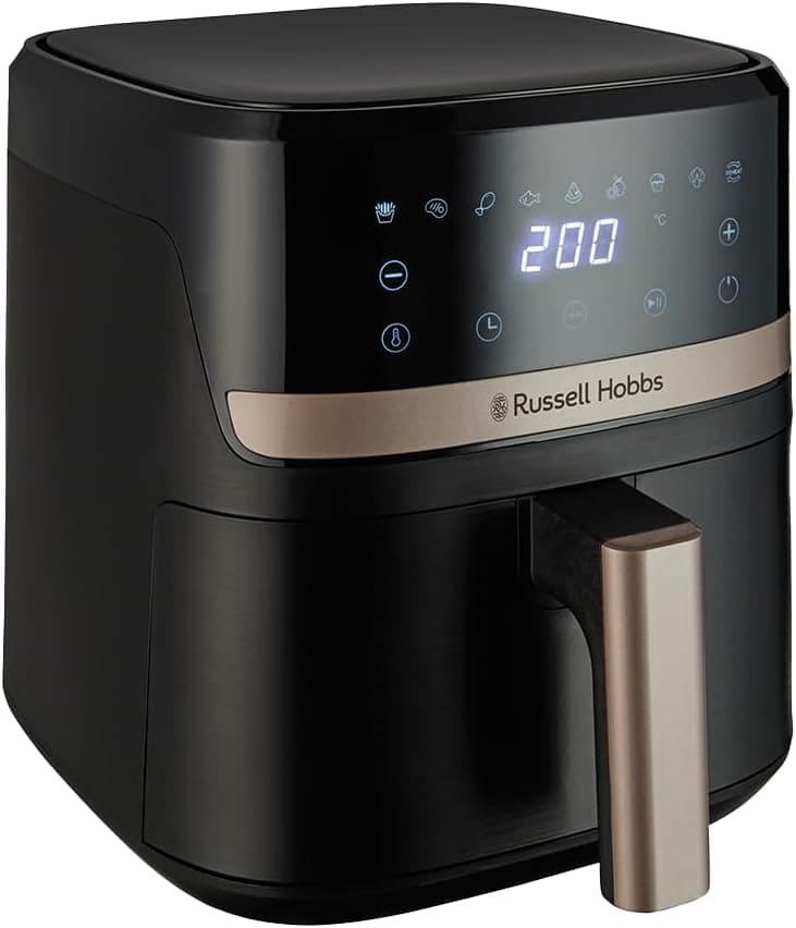Russell Hobbs fritadeira a ar, fritadeira sem óleo de 4,3 l, Air Fryer, 9 programas, máx. 200 °C, Rapid Air, tátil, assar, assar, grelhar, acessórios para máquina de lavar louça, 1300 W, Satisfry