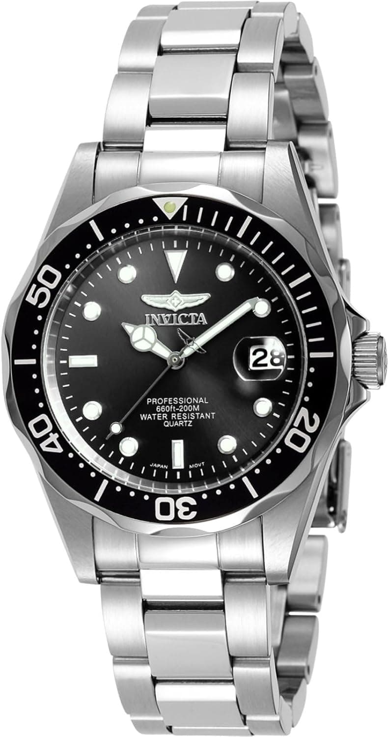 Invicta Pro Diver Relógio de quartzo masculino de aço inoxidável, 37 mm