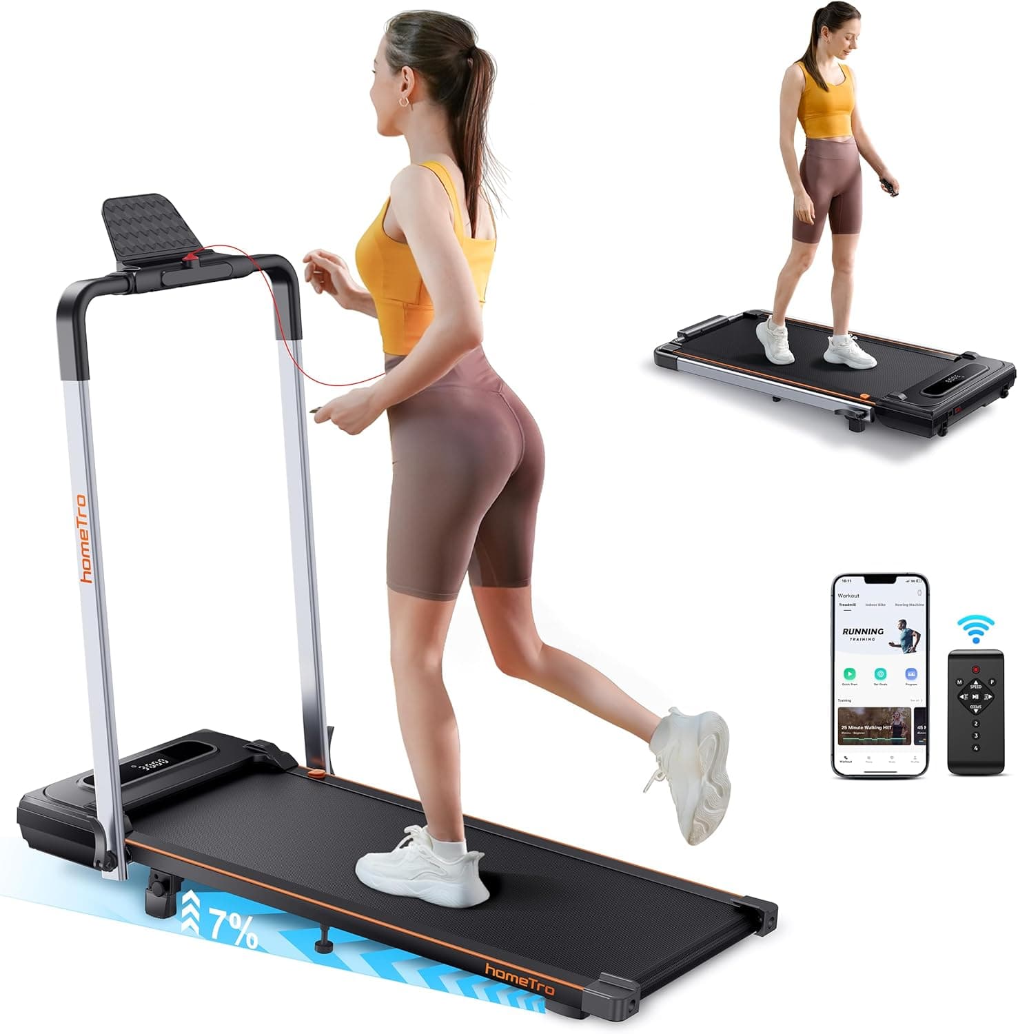 Fita de corrida dobrável, até 14 KM/H, fita de caminhada 2,5 HP com cinto de 40  100 cm, 265 kg com APP e controlo remoto, ecrã táctil LED, 12 modos de exercício