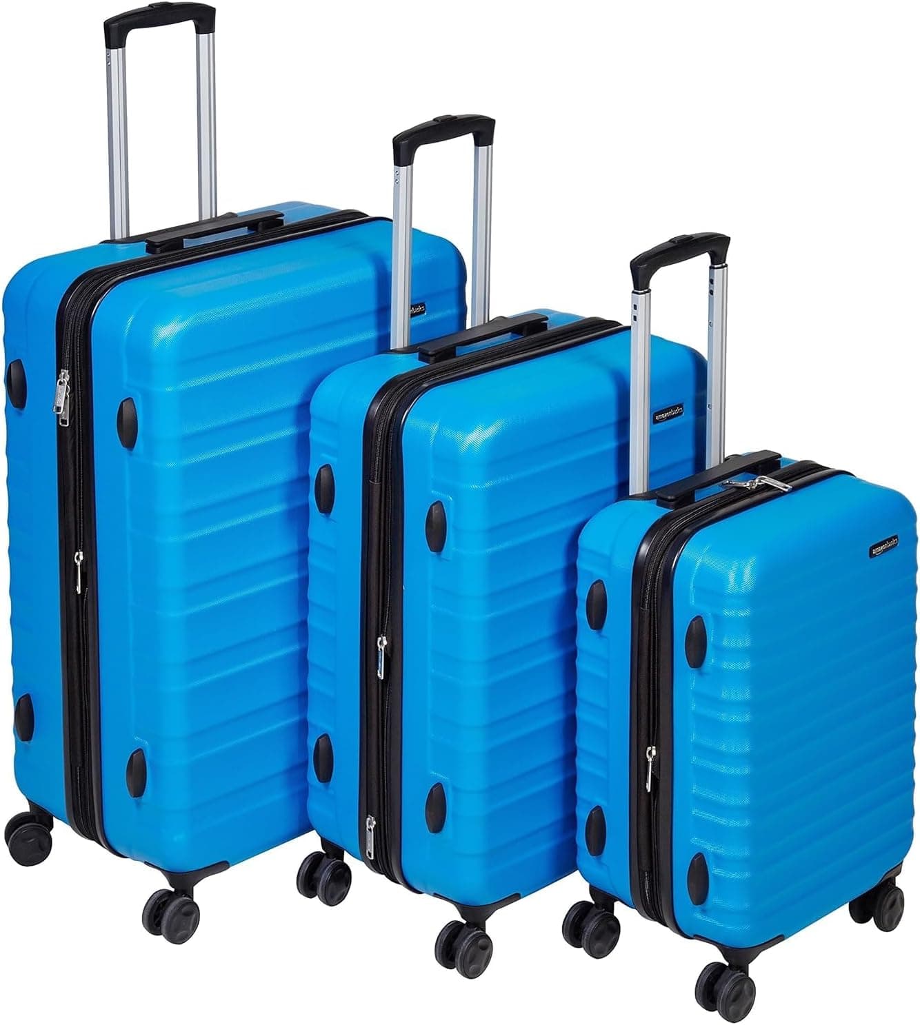 Amazon Basics - Mala de viagem rígida giratória, azul claro, 55, 68, 78 cm, Conjunto de 3 unidades