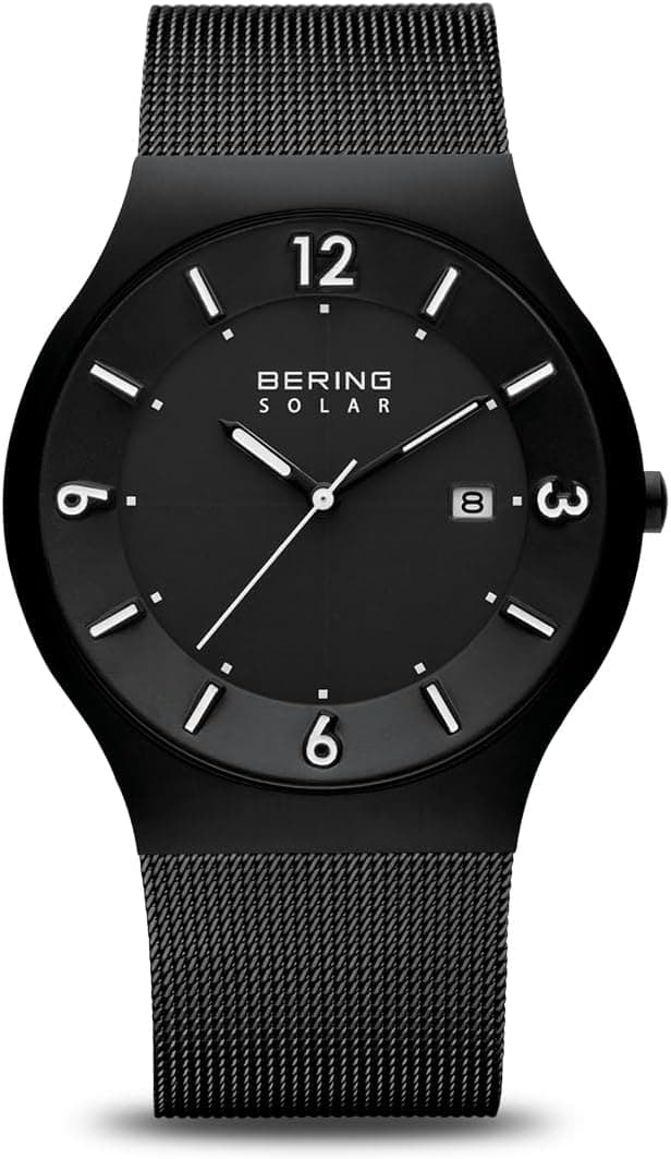 BERING 14440-222 | Relógio solar para homem em aço inoxidável com bracelete milanesa e vidro de safira