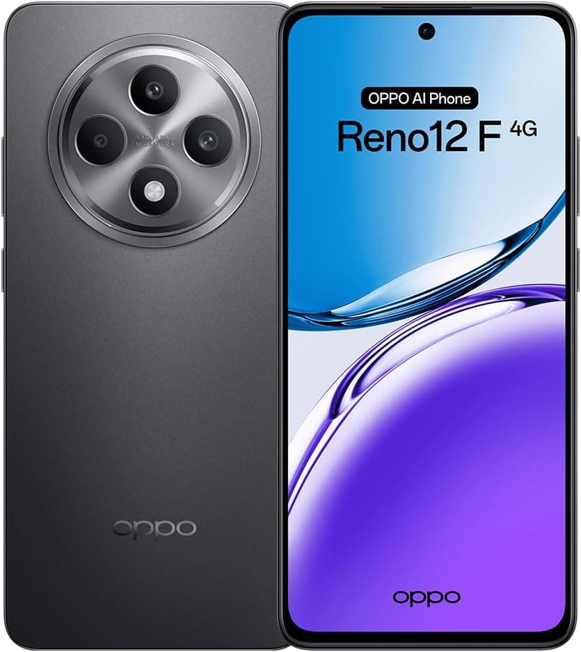 OPPO Reno12F 4G Smartphone livre com IA, 16 GB (8 GB + 8 GB) 256 GB, ecrã 2,5D AMOLED 6,7", câmara 50 8 + 32 MP, Android, IP64, bateria 5000 mAh, carregamento rápido 45 W - mate Cinzento