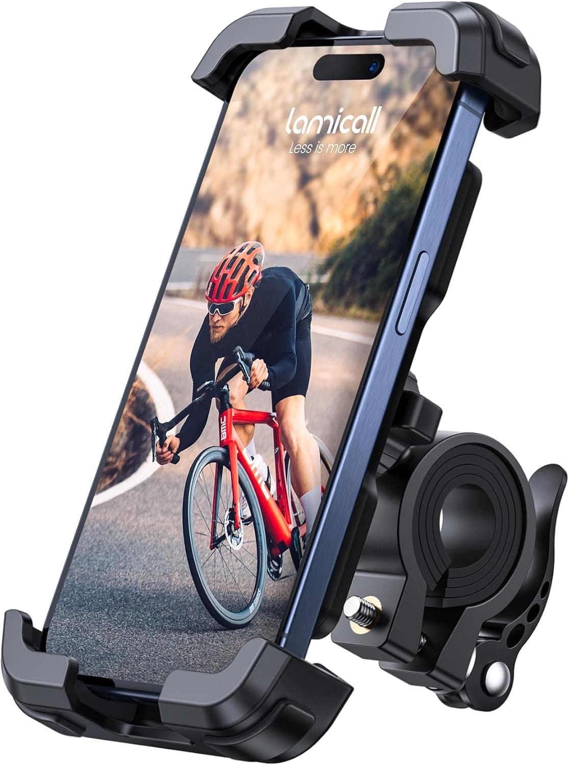 Lamicall Suporte móvel de bicicleta, suporte para telemóvel para motocicleta - rotação de 360°, suporte de guiador para iPhone 16 Pro MAX Plus, 15/14/13/12/11 Pro MAX Mini XS XR X, Samsung, Huawei 