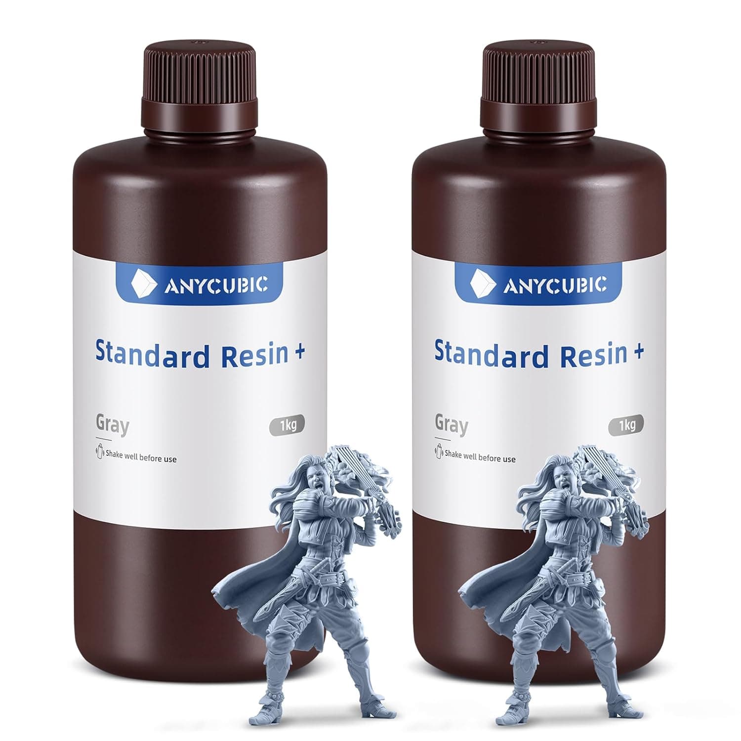 ANYCUBIC Resina padrão Plus, 405nm UV impressora 3D resina com alta precisão, resina de fotopolímero de cura rápida para impressão LCD/DLP/SLA 3D, cinzento 2000 g