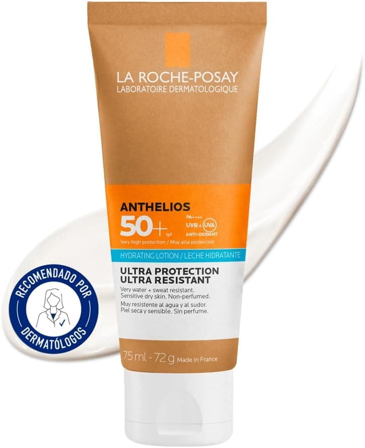 La Roche Posay Anthelios, leite hidratante SPF50 para peles sensíveis, reativas e intolerantes ao sol, alta proteção UVA, 75 ml