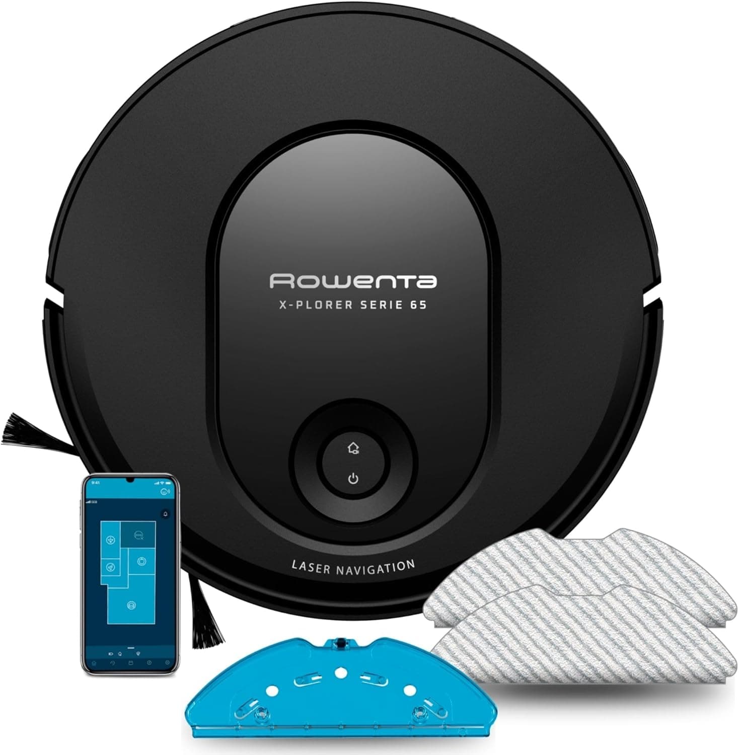 Rowenta X-Plorer Série 65 - robot aspirador de pó, aspira e frigo, tecnologia a laser, cobertura total, mapeamento permanente, até 168 min autonomia, design muito plano, capacidade subir sobre