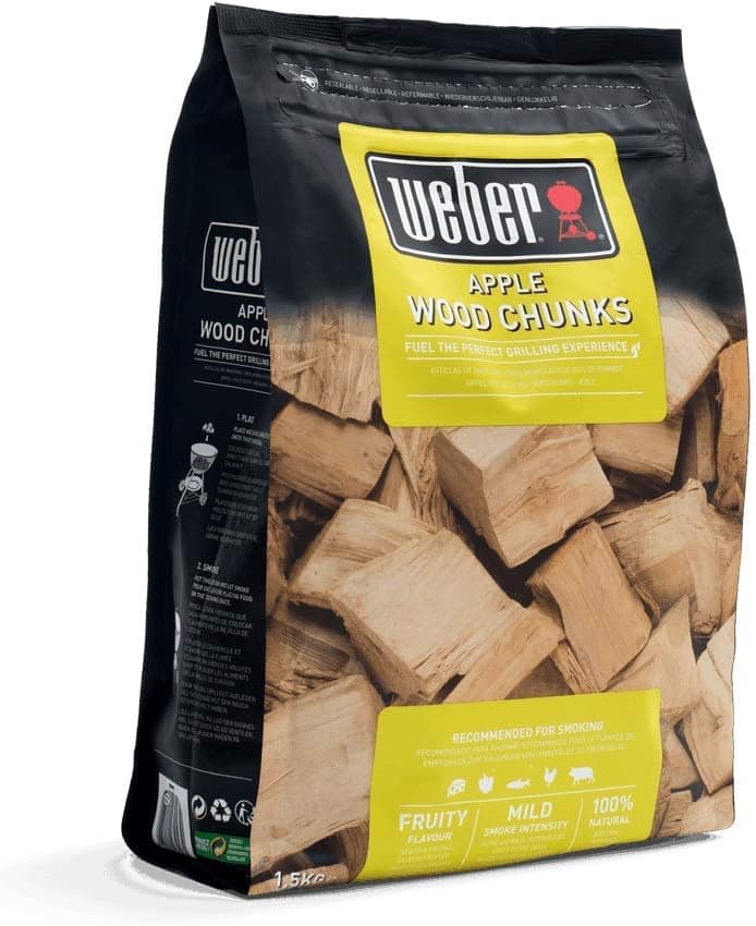 Weber Tacos de maçã (embalagem de 1,5 kg), para fumar queijo, legumes, peixe, aves de capoeira e porco, aroma sutilmente doce, produto da UE, obtido de forma sustentável (17616)