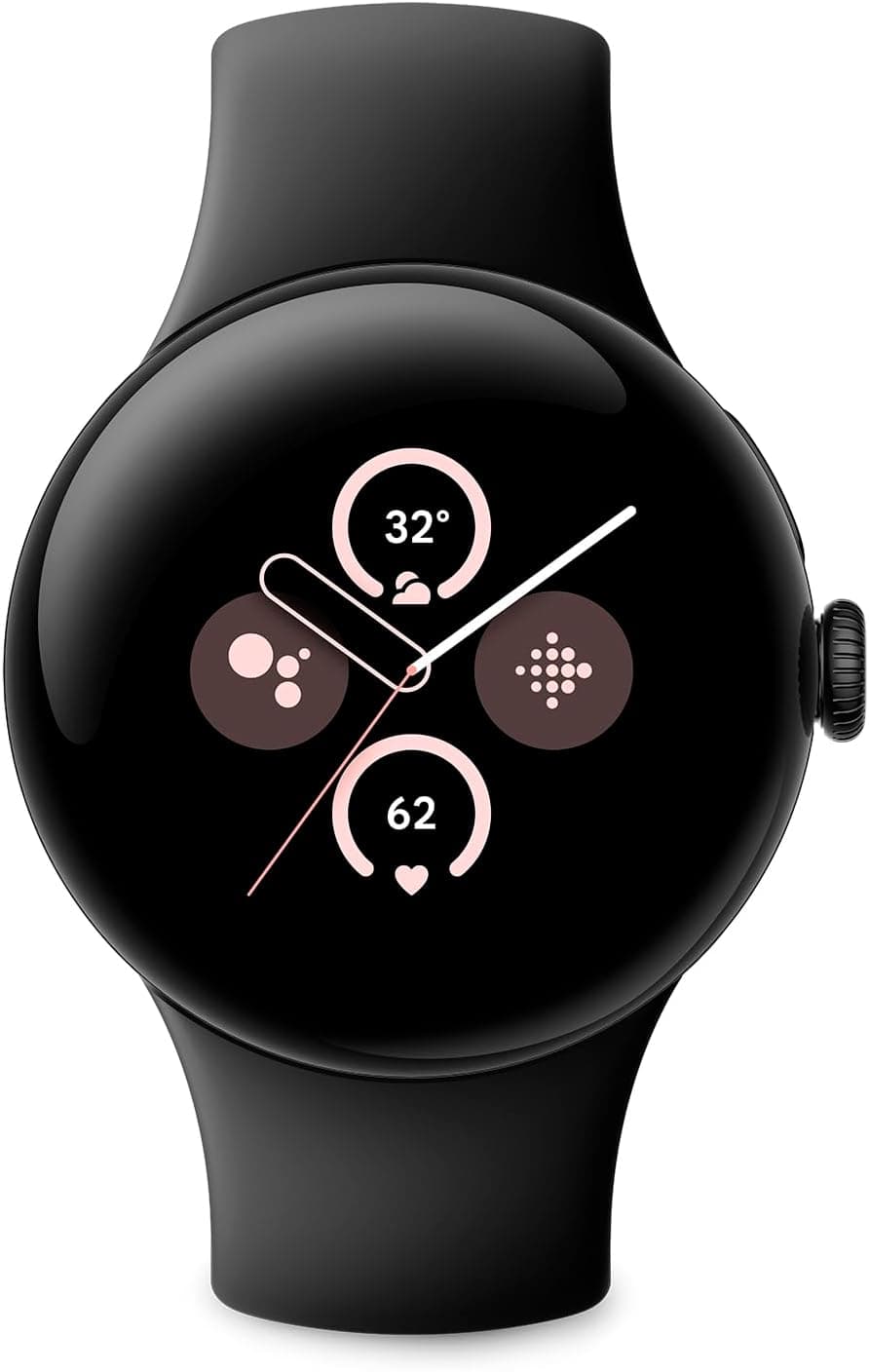 Google Pixel Watch 2 com Fitbit e Google - Controlo da frequência cardíaca, gestão do stress e segurança. Smartwatch Android - Caixa de alumínio em preto mate, correia desportiva em obsidiana, Wi-Fi