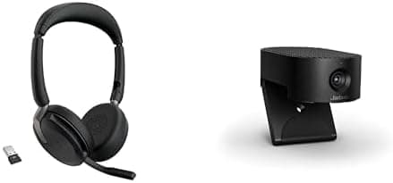 Jabra Evolve2 65 Flex auriculares Bluetooth com microfone PanaCast 20 câmara de videoconferência 4K com tecnologia IA (Pack)