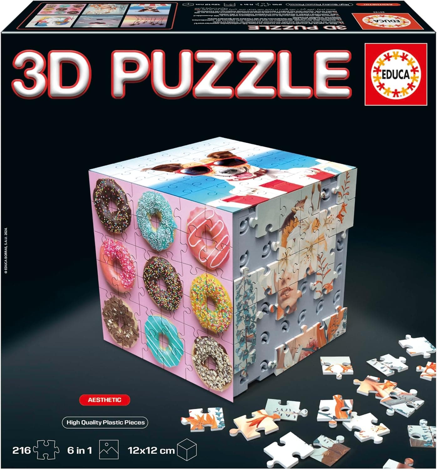 Educa 3D Puzzle Cube Aesthetic | Puzzle tridimensional em forma de cubo com 216 peças para crianças a partir dos 14 anos