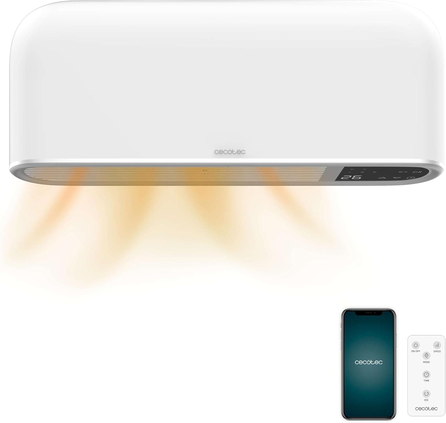 Cecotec Aquecedor cerâmico de casa de banho ReadyWarm 2000 Max Box Ceramic Connected com 2000 W, controlo por wifi e proteção IP22, 20 m2
