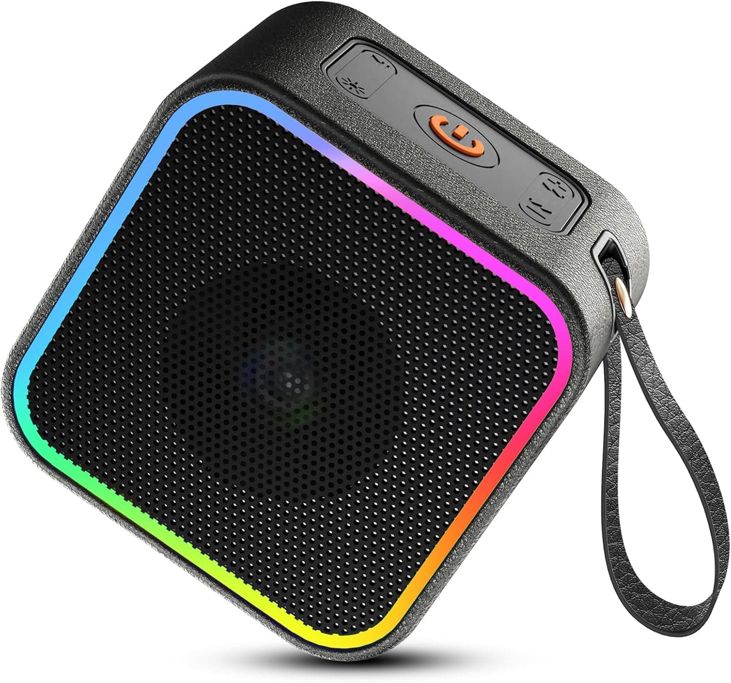 Hosgubo Coluna Bluetooth 5.3, coluna potente portátil, 10H de reprodução, poderosos baixos melhorados, com luz RGB colorida incorporada, microfone, proteção de couro PU, para casa e ar livre