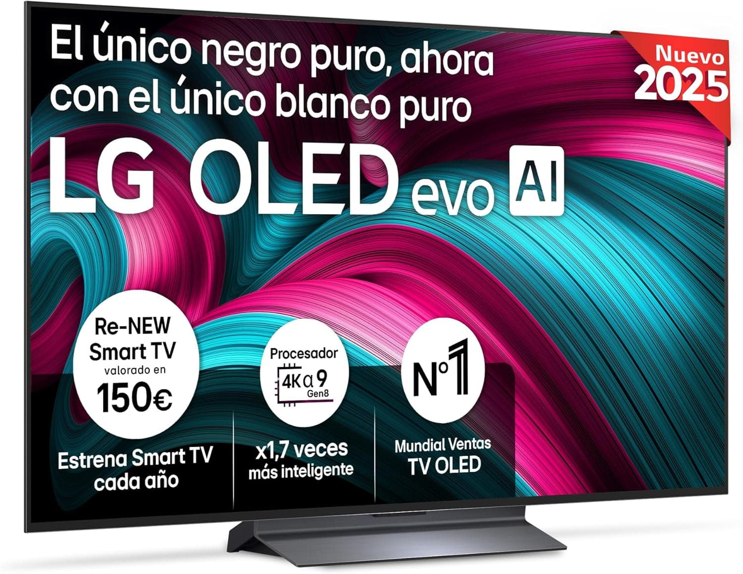 LG OLED48C54LA Televisão 48", OLED EVO 4K, Smart TV AI C5, WebOS 25, Super Upscaling, Visão Dolby e Dolby Atmos, AMD FreeSync, Alexa/Google Assistant, preto
