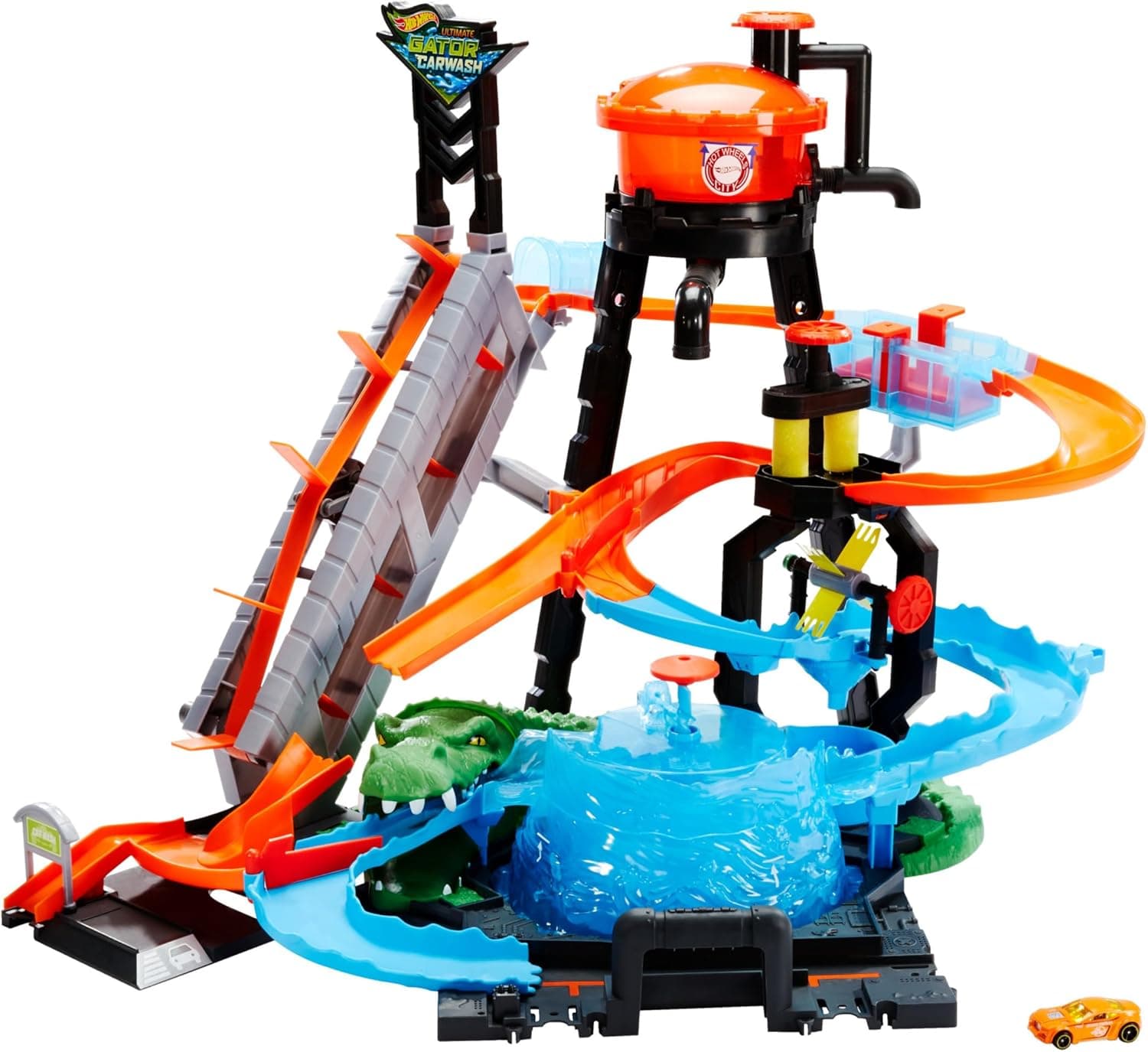 Hot Wheels Crocodilo destruidor, pista de carros de brinquedo (Mattel FTB67)