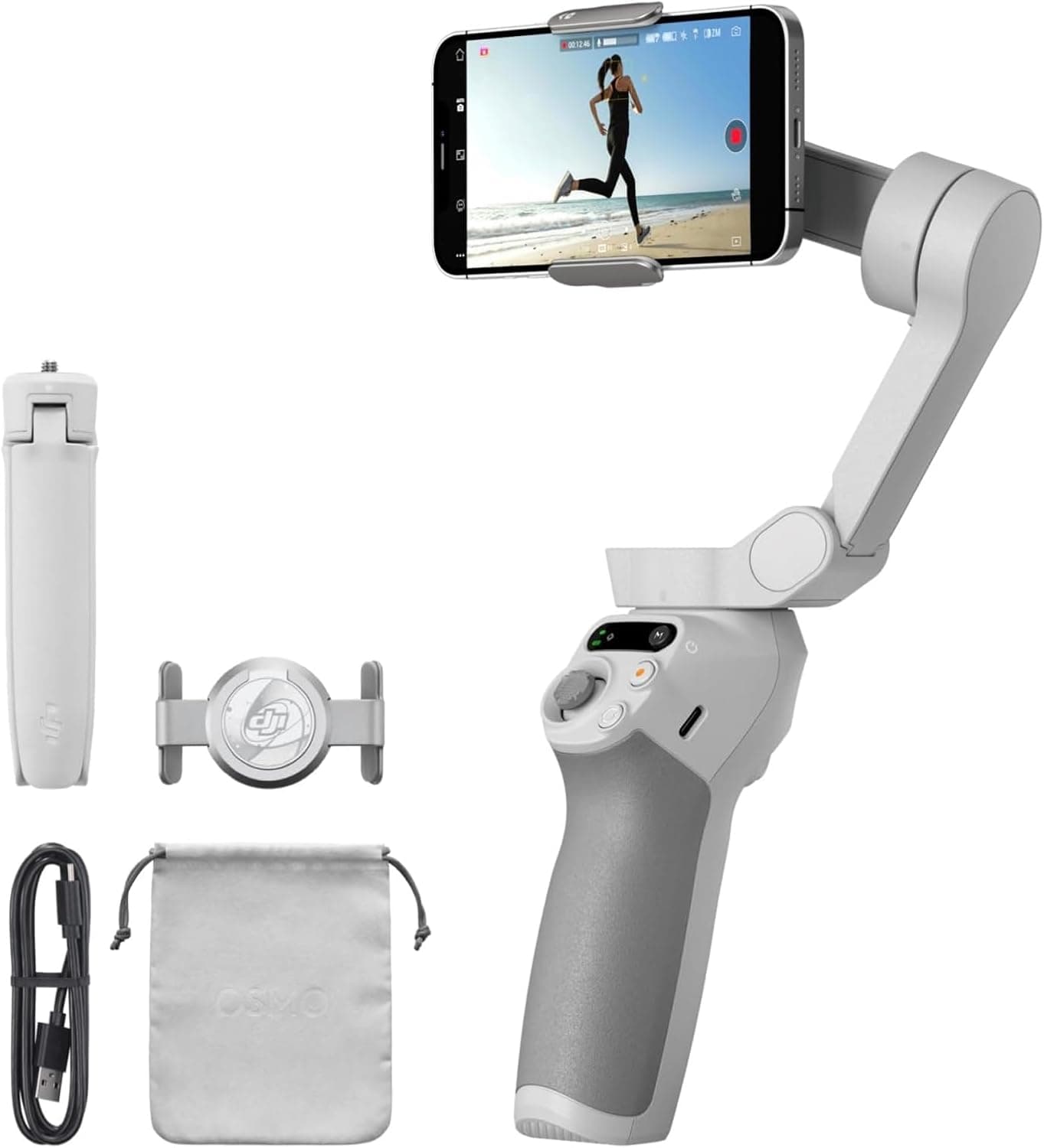 DJI, Estabilizador inteligente Osmo Mobile SE de três eixos para telemóveis, portátil e dobrável, braço extensível integrado, para Android e iPhone com ShotGuides, para videoblogs, YouTube e TikTok