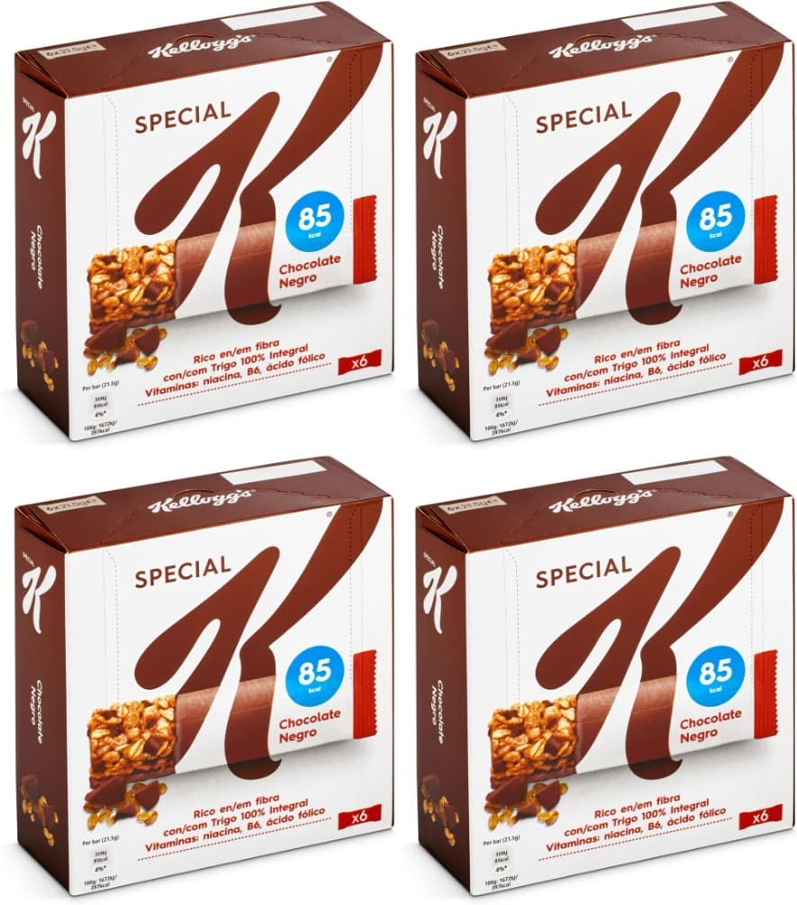 Kellogg's Special K barras de chocolate preto pack 6 x 21,5 g