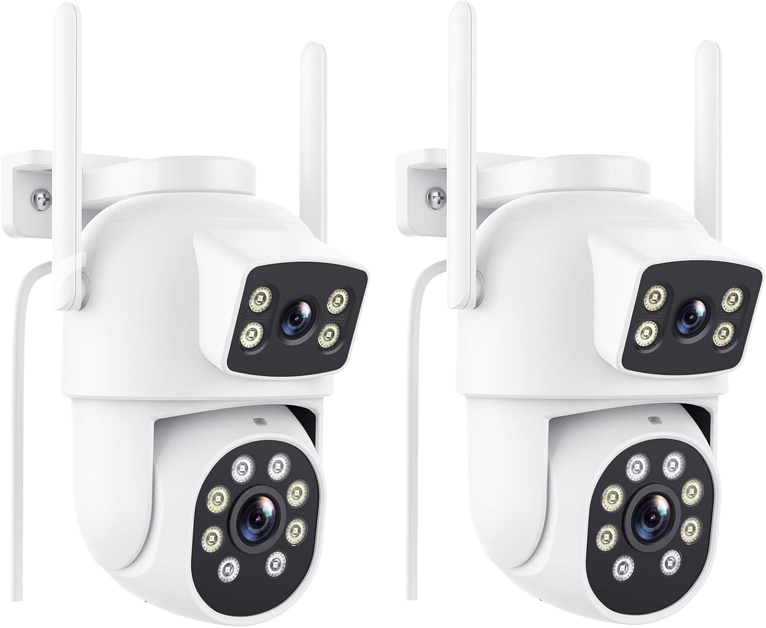 Reobiux A9Q-2P | Pack de 2 câmaras de vigilância WiFi exteriores com dupla lente, 6 MP, deteção de humanos e visão noturna a cores