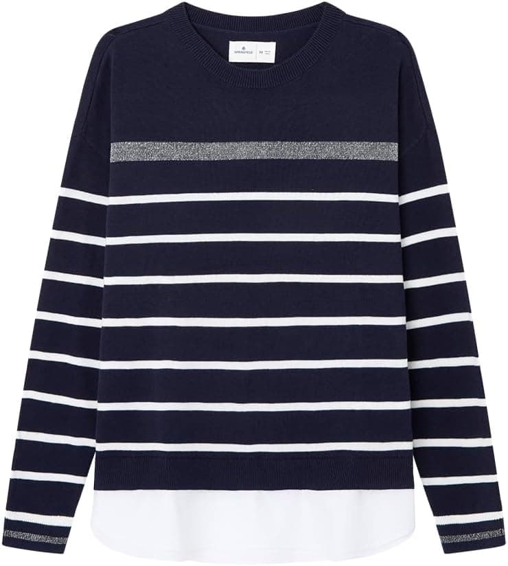 SPRINGFIELD Striped Bi-ateria | Camisola de malha em algodão com riscas para mulher