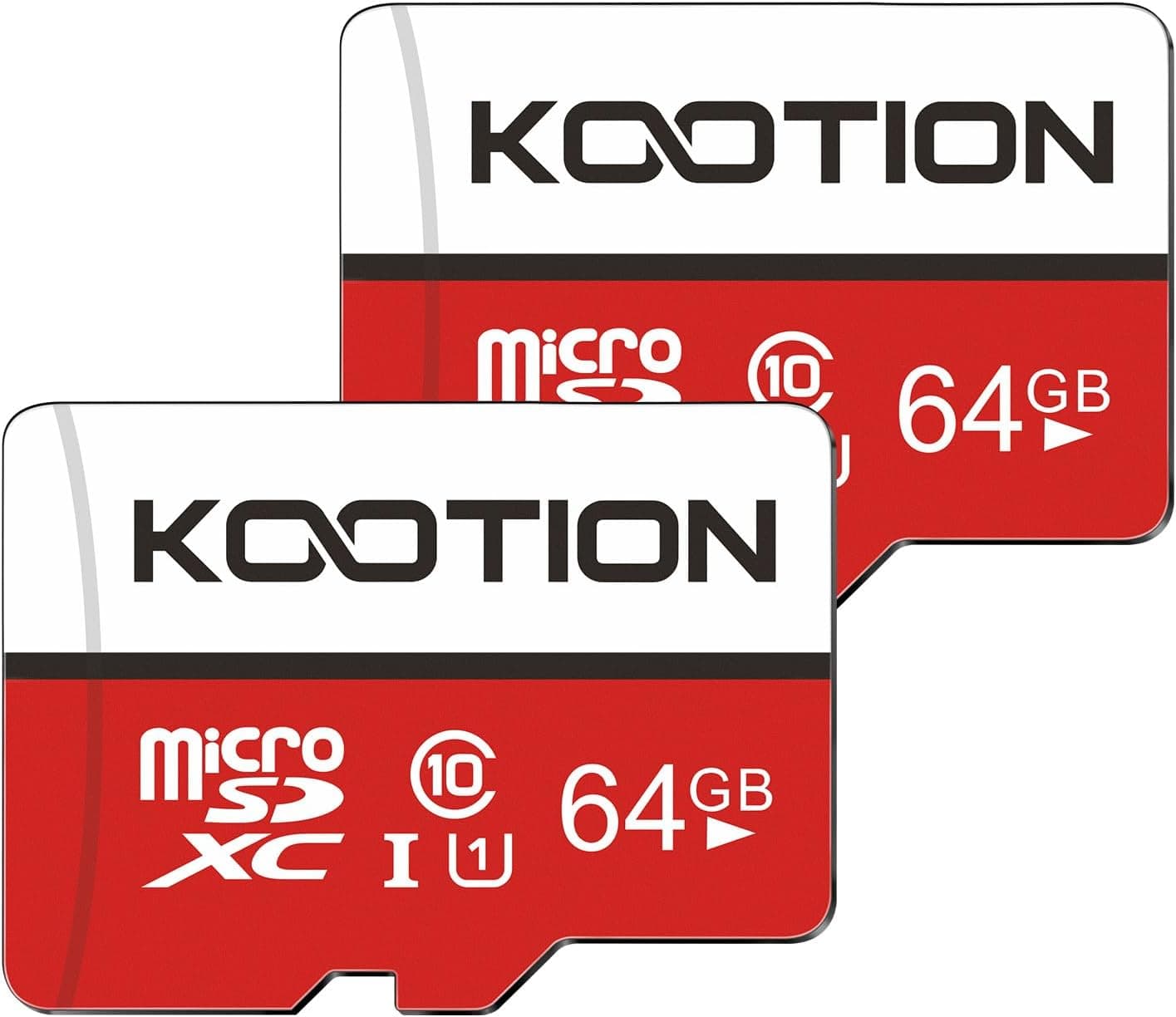KOOTION Cartão MicroSD 64 GB classe 10 micro SDXC (A1 4K UHS-I) cartões de memória micro SD Cards com adaptador Memory Card 64 Giga 2 Pack para Gopro câmara telemóveis, alta velocidade até 80 MB/s