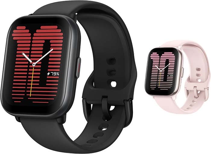 Amazfit Relógio inteligente ativo com treinador de exercícios físicos AI, GPS, chamadas Bluetooth, armazenamento de música, bateria de 14 dias, ecrã AMOLED de 1,75" e Alexa-Enabled, rosa