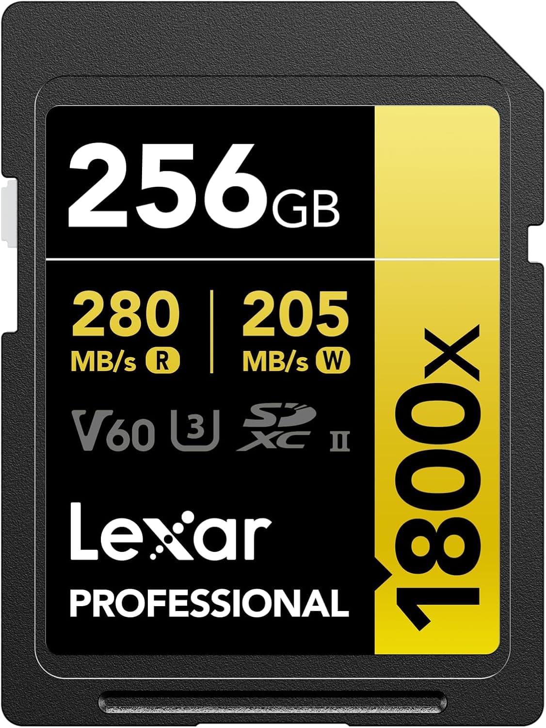 Lexar Professional 1800x Serie Gold 256GB | Cartão SDXC UHS-II Classe 10 U3 V60 para vídeo 4K