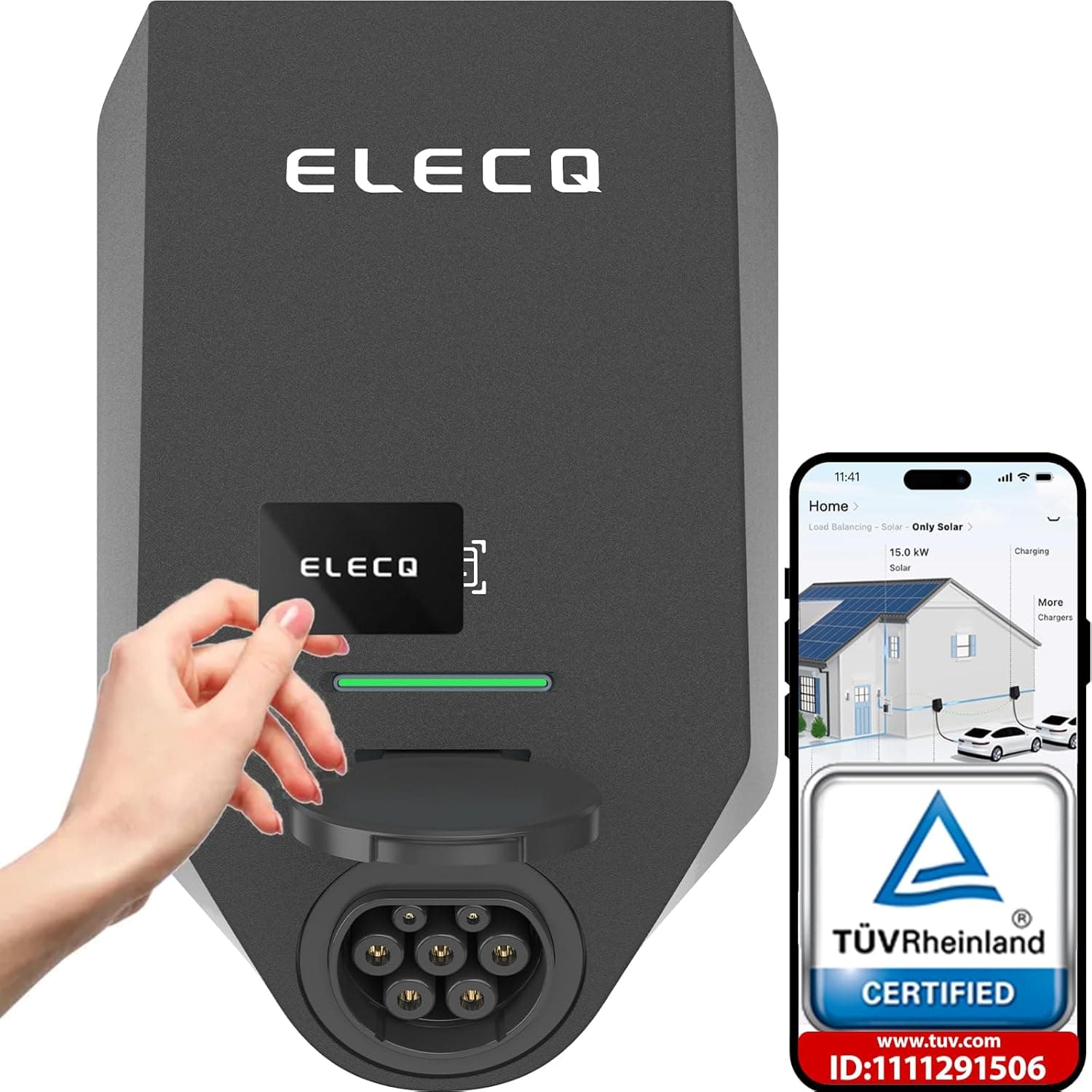 ELECQ wallbox 22kw trifásico | WiFi OCPP RFID | equilíbrio de carga dinâmico, gestão dinâmica de carregamento | estação de carregamento carro veículo elétrico tipo 2 | compatível 11kw 32A 400 V