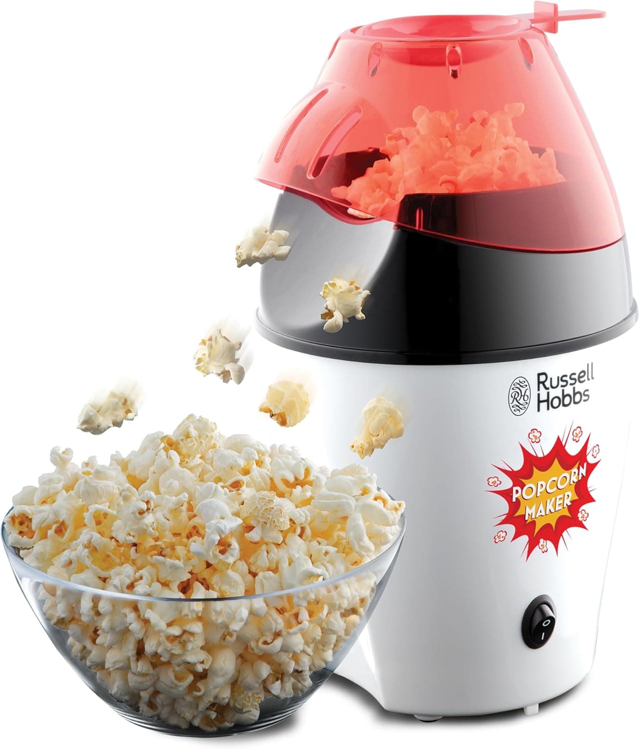 Russell Hobbs Party Popcorn Maker | Máquina de pipocas sem gordura com capacidade para 12 chávenas e tampa removível, 1200 W