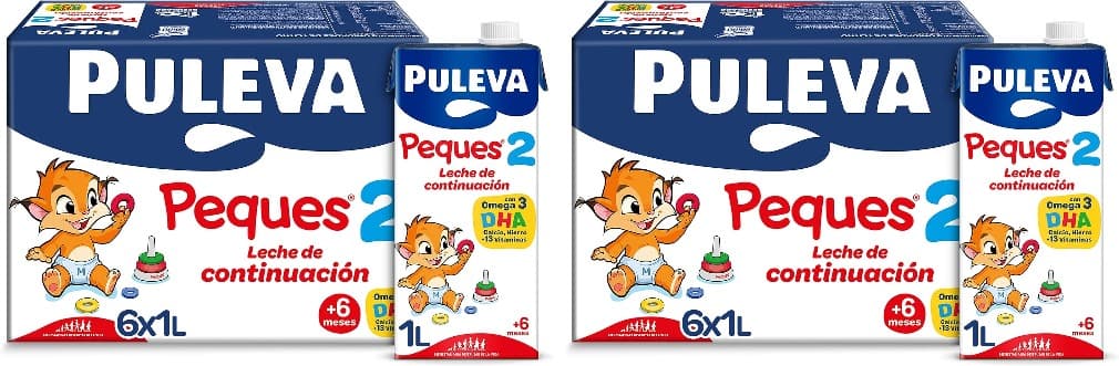 Leite de continuação puleva pequenos 2 de 6 a 12 meses brik 1 l, caixa de 6 litros x2