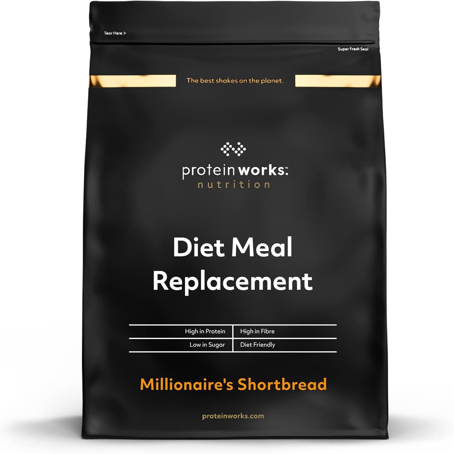 THE PROTEIN WORKS Substituto de alimentos dietéticos, rico em nutrientes, vitaminas potenciadoras do sistema imunitário, acessível, saudável e rápida, bolacha Millionaire's - chocolate e caramelo, 500g 