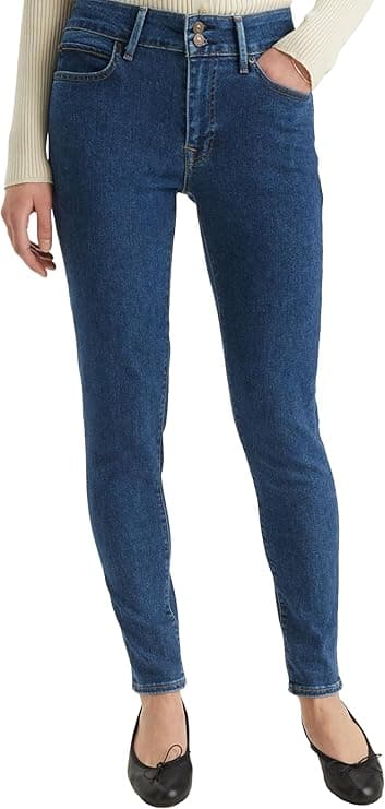 Levi's 711 Calças de ganga de botão duplo para mulher