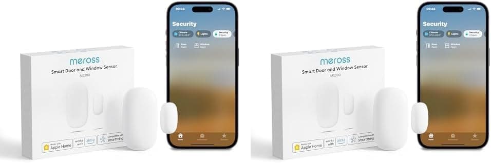 Meross Sensor de porta WiFi, mini inteligente para janela, requer hub, compatível com Apple Home, Alexa e Google Home, alarme anti-roubo para domótica (embalagem de 2)