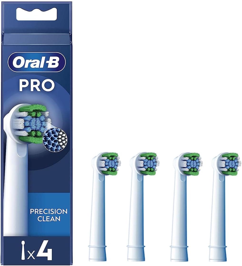 Oral-B Pro Precision Clean - cabeça de escova de dentes elétrica, forma de X e cerdas anguladas para uma remoção mais profunda da placa, embalagem de 4 cabeças de escova de dentes, cor