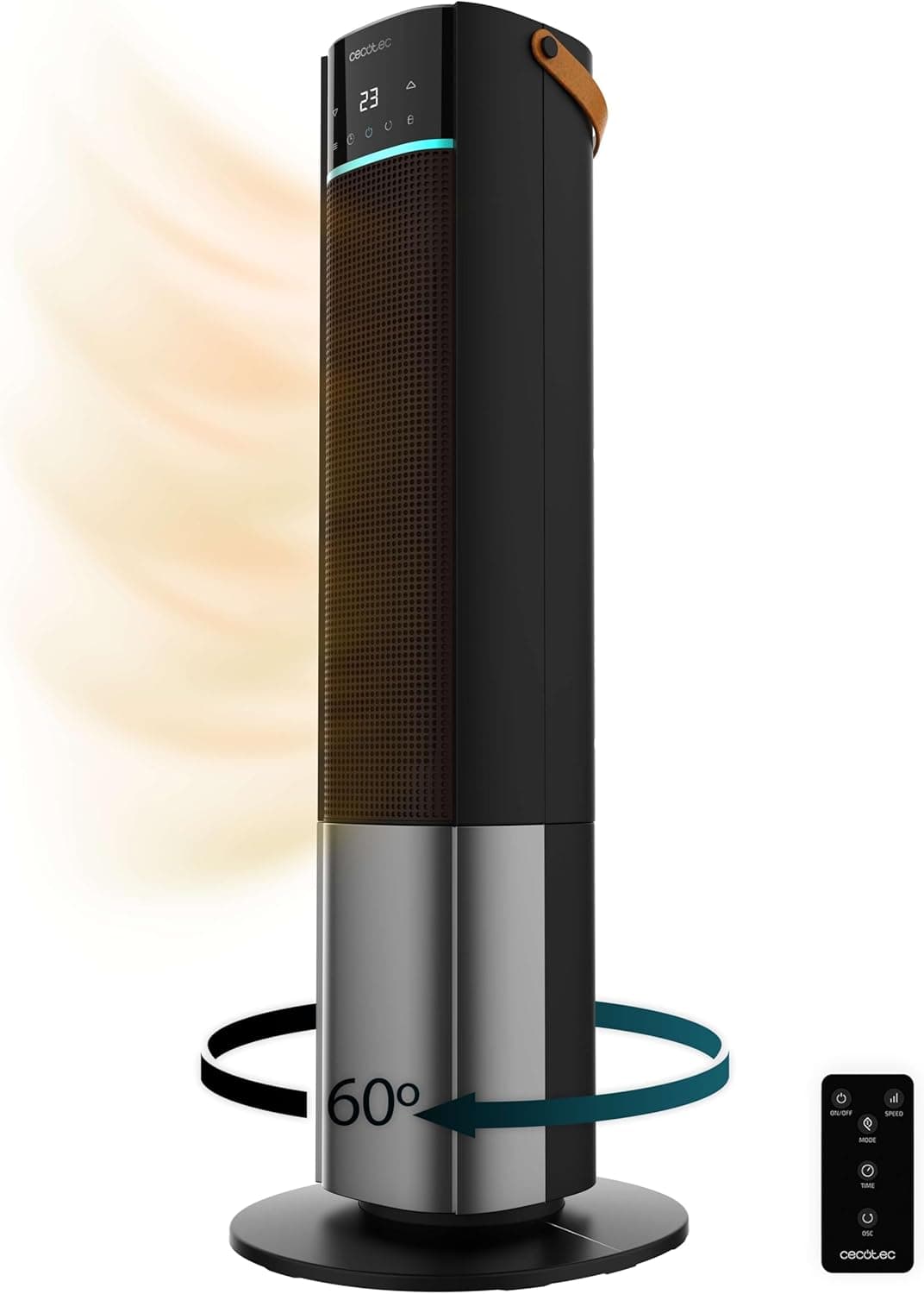 Cecotec Aquecedor elétrico cerâmico de pé ReadyWarm 2070 Max Ceramic Rotate Smart, 2000 W, ecrã digital, controlo tátil e controlo remoto, oscilação, 3 modos, termostato, 20 m²