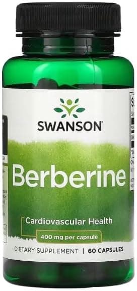 Swanson Berberina 400 mg Suplemento para controlo de glicose no sangue e saúde cardiovascular, 60 cápsulas