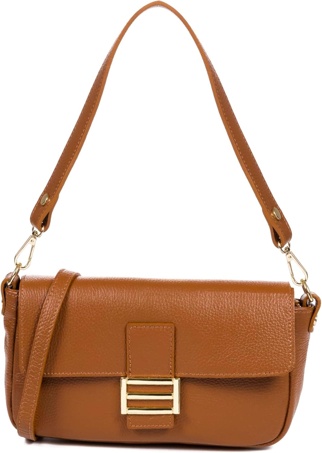 Firenze Artegiani. Achuoni Bolsa de ombro de pele para mulher, 28 x 6 x 15 cm