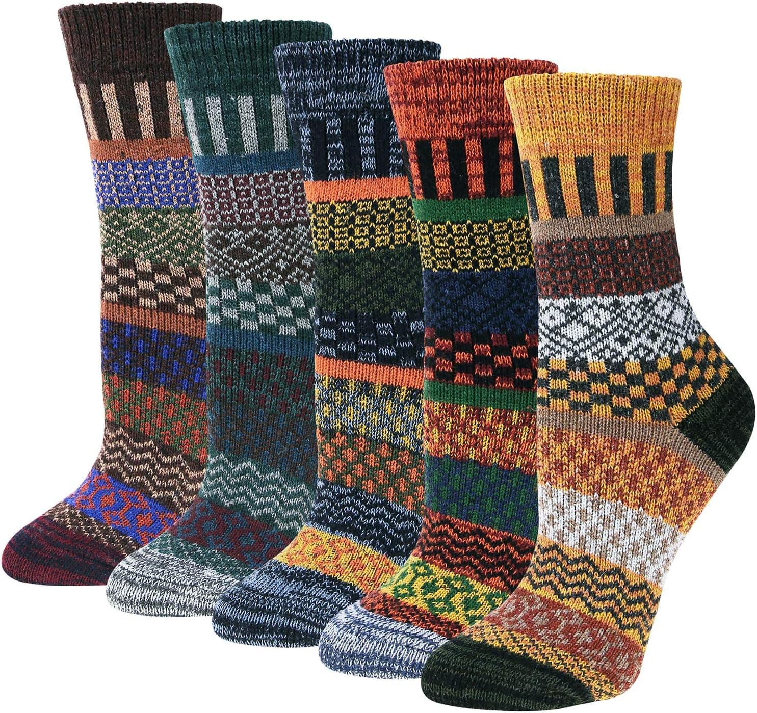 Justay 5 pares de meias de lã mineral térmicas para mulher