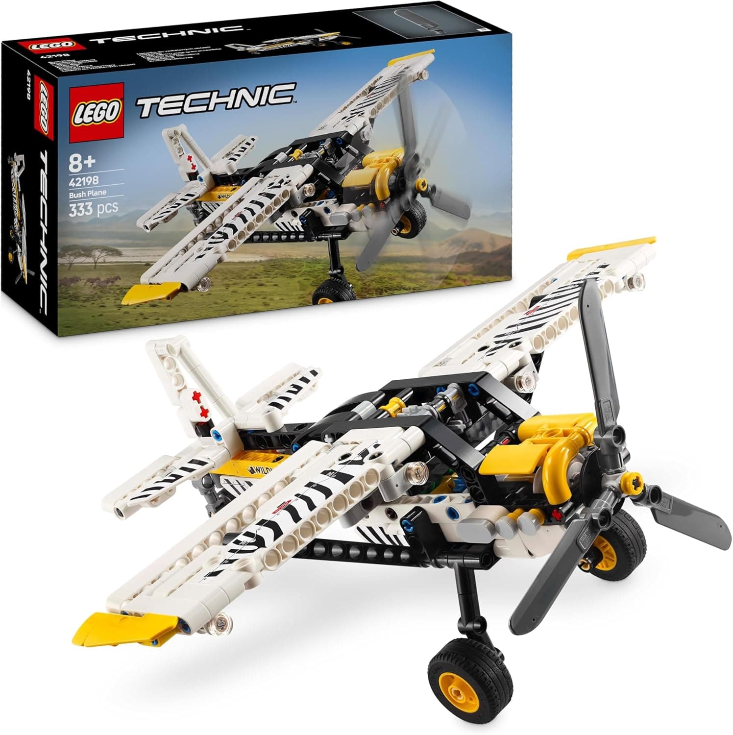 LEGO Technic Maquete de avião de brinquedo, modelo de avião com design com fecho, conjunto de engenharia, presente de aniversário para meninos e meninas de 8 anos ou mais 42198