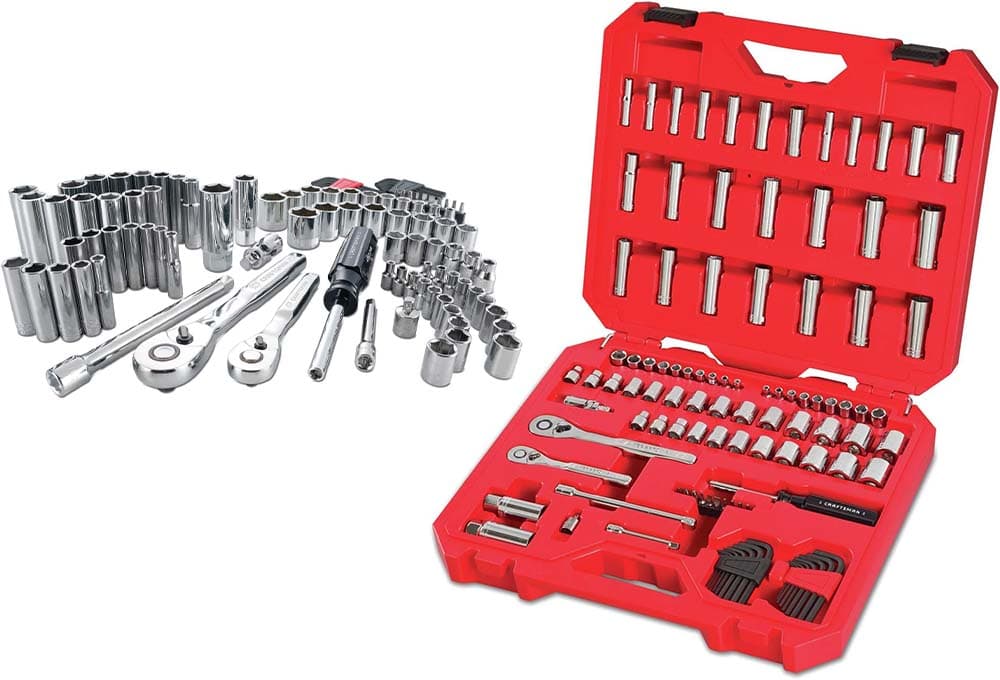 CRAFTSMAN Kit de ferramentas mecânicas, unidade de 1/4 polegadas e 3/8 polegadas, 105 peças (CMMT12023)