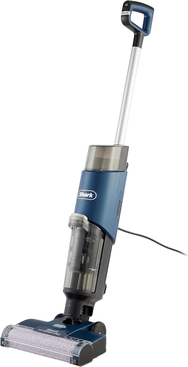 Shark HydroVac Aspirador esfregona com cabo 7,6 m, aspira e esfrega pisos, escova multisuperfície giratória antimicrobiana para eliminar odores, limpeza a seco e húmido, modo de limpeza automática