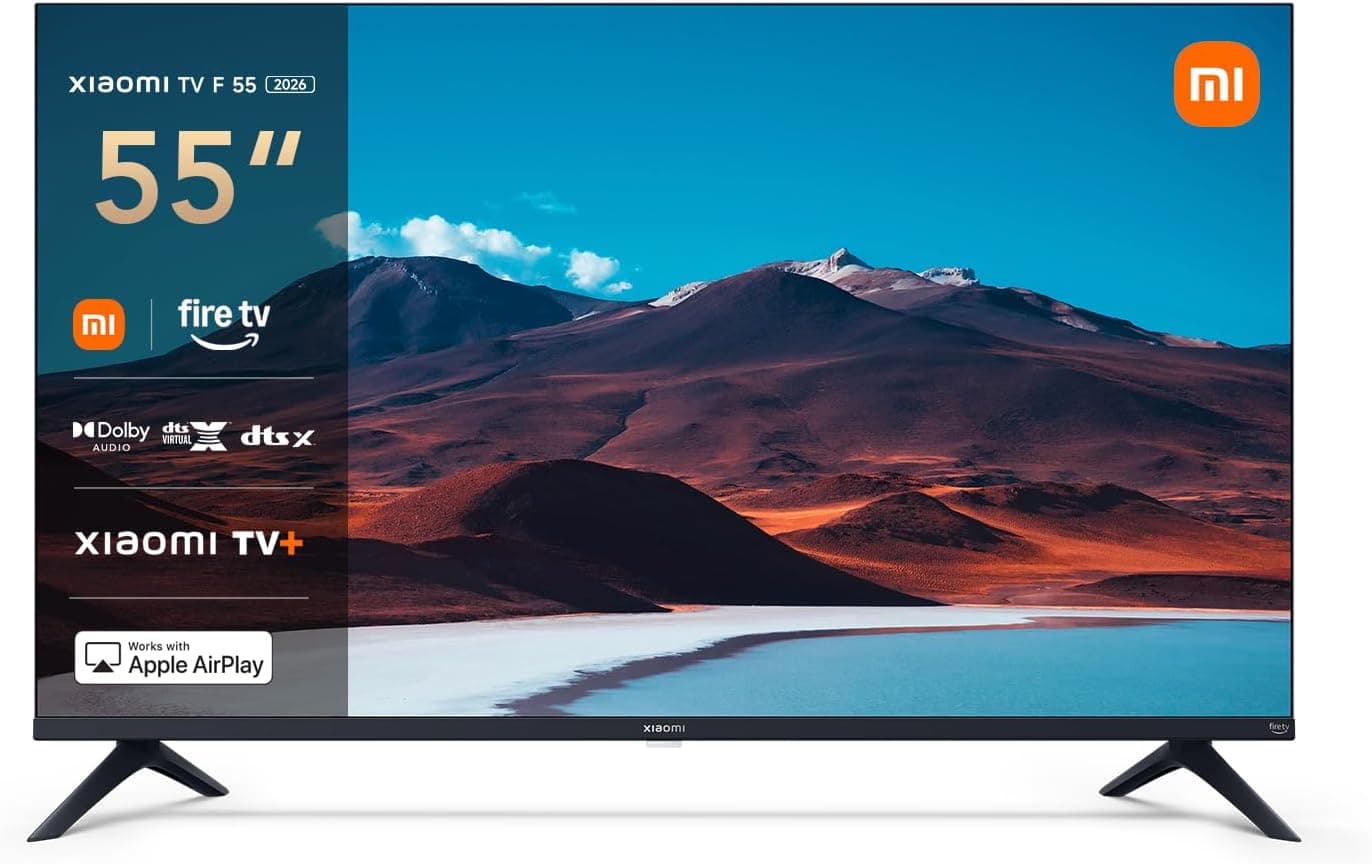 Xiaomi TV F 55 2026, 55 polegadas (140 cm), Smart TV 4K UHD, Fire TV, HDR10, MEMC, modo Game Boost de 120 Hz, controlo por voz com Alexa, 2 GB + 32 GB, compatível com Apple AirPlay, TV. + 