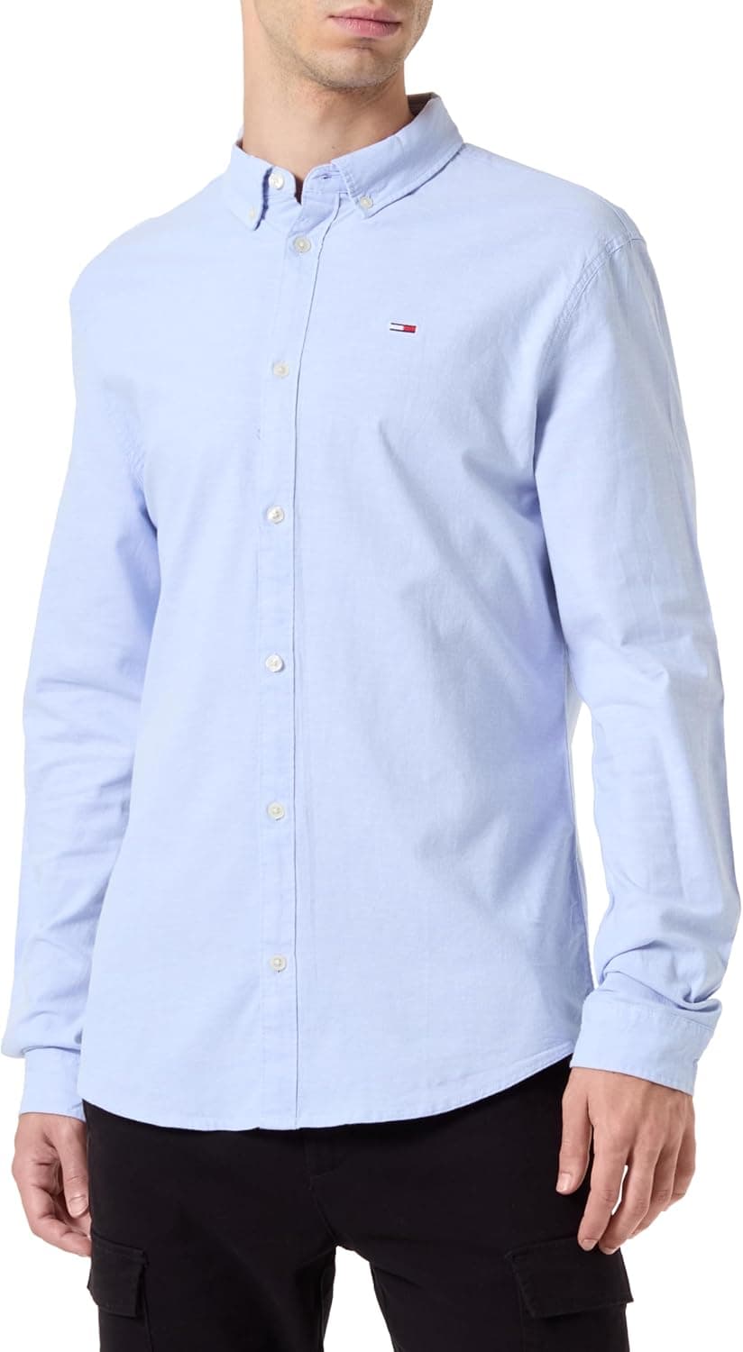 Tommy Jeans Camisa de homem TJM Slim manga comprida