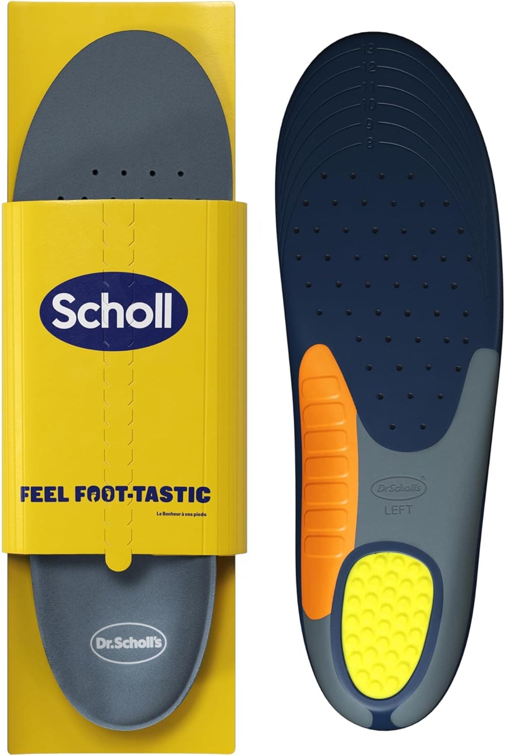 Dr. Scholl's Palmilhas extra reforçadas para homens - desenhadas para homens corpulentos e altos acima de 90 kg, pés largos - absorção de impactos, suporte para o arco - 1 par - tamanho 40 ao 46,5