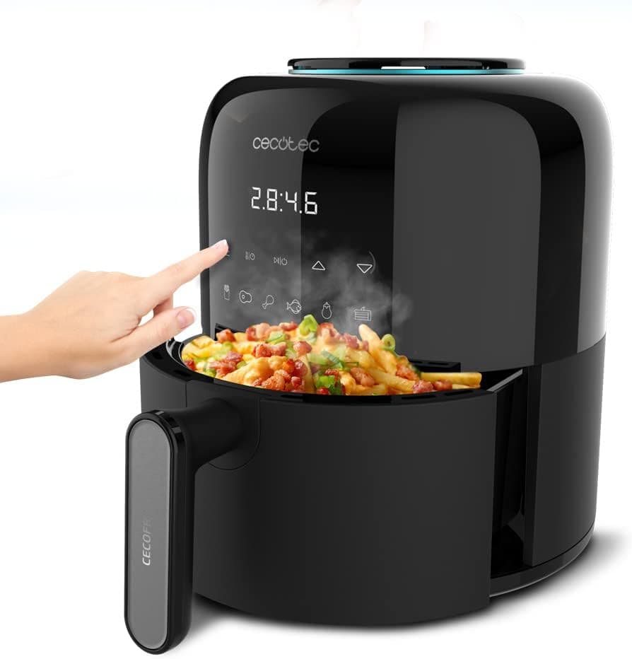 Cecotec Frigideira sem óleo de 2,5 L de ar quente Cecofry Pixel 2500 Touch. 1200 W, Dietética, tátil e compacta, temporizador, controlo de temperatura, tecnologia PerfectCook, pés antiderrapantes 