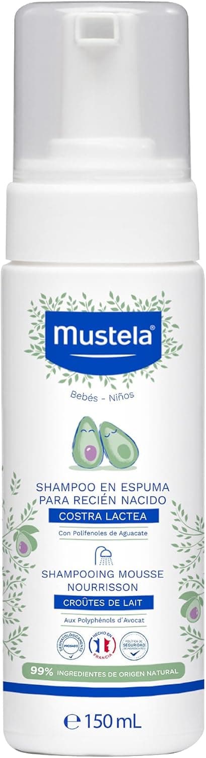 MUSTELA Shampoo Mousse recém-nascido 150 ml. doseador foamer, preto