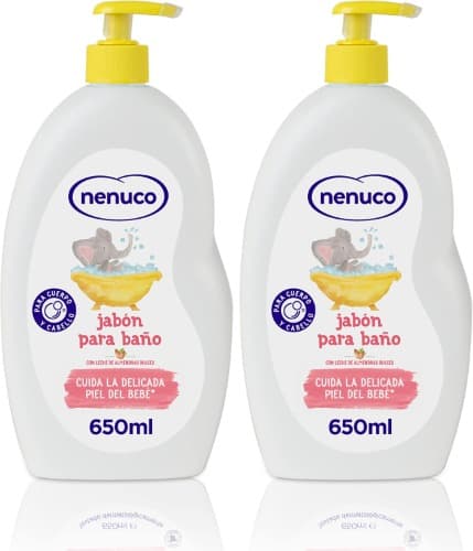 Nenuco Sabão de banho, com leite de amêndoas doces, para corpo e cabelo, 650 ml