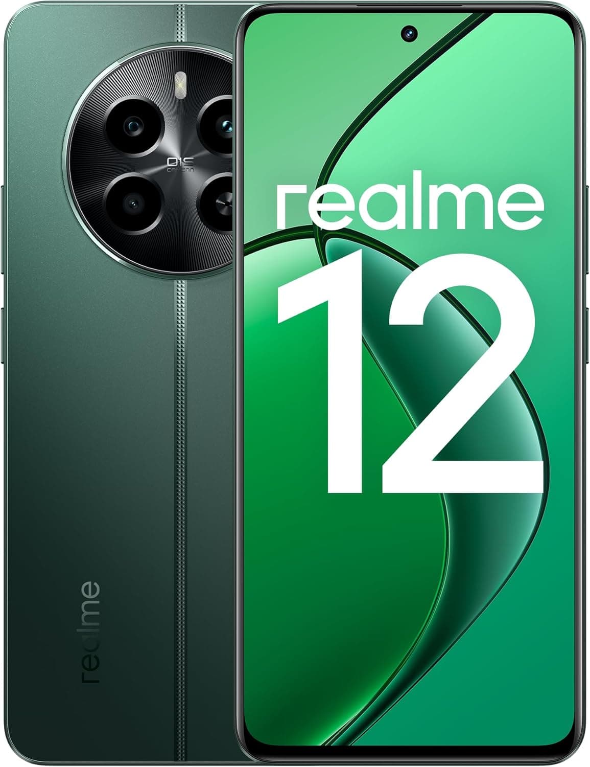 realme Telemóvel 12 4G 8 + 128 GB, processador Qualcomm Snapdragon 685, ecrã AMOLED ultrafluído de 120 Hz, Sony LYT-600 OIS Portrait Camera, grande bateria de 5000 mAh, verde, sem adaptador