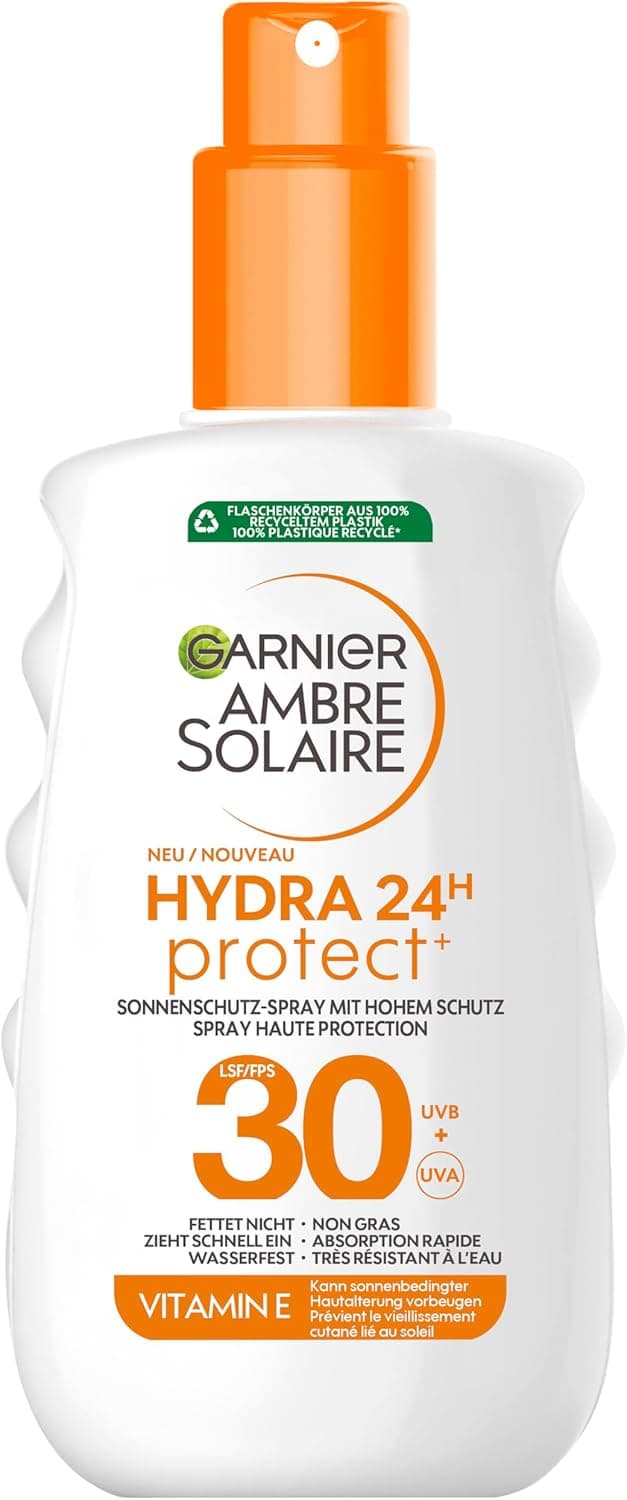 Garnier Ambre Solaire Hydra Protect+ - Leite Solar 24h FPS 30, proteção UVA e UVB, com Vitamina C, 150 ml