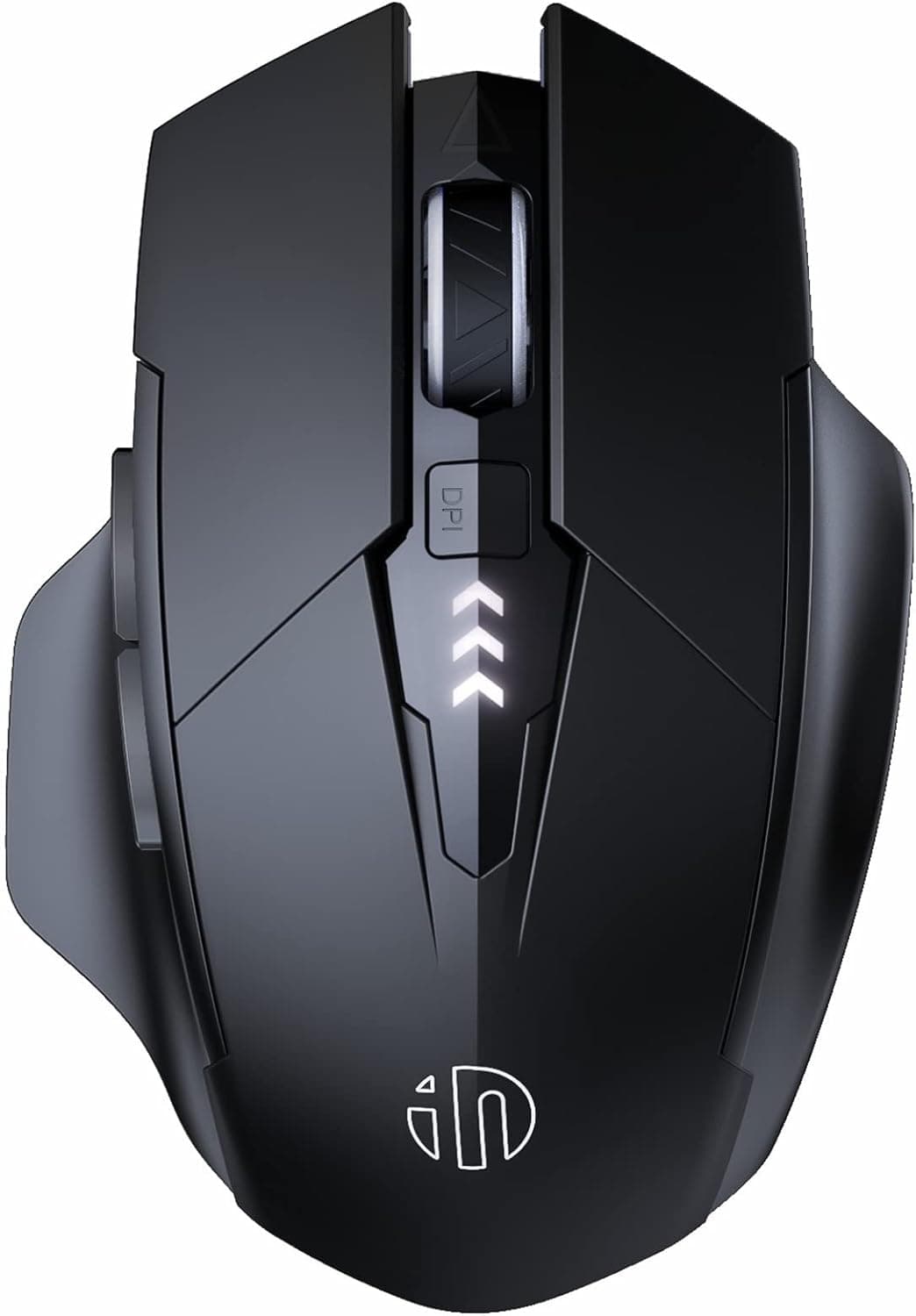 Rato recarregável sem fios 2,4 G USB ergonómico (nível de bateria visível), silencioso para computador portátil, 3 níveis dpi (preto)