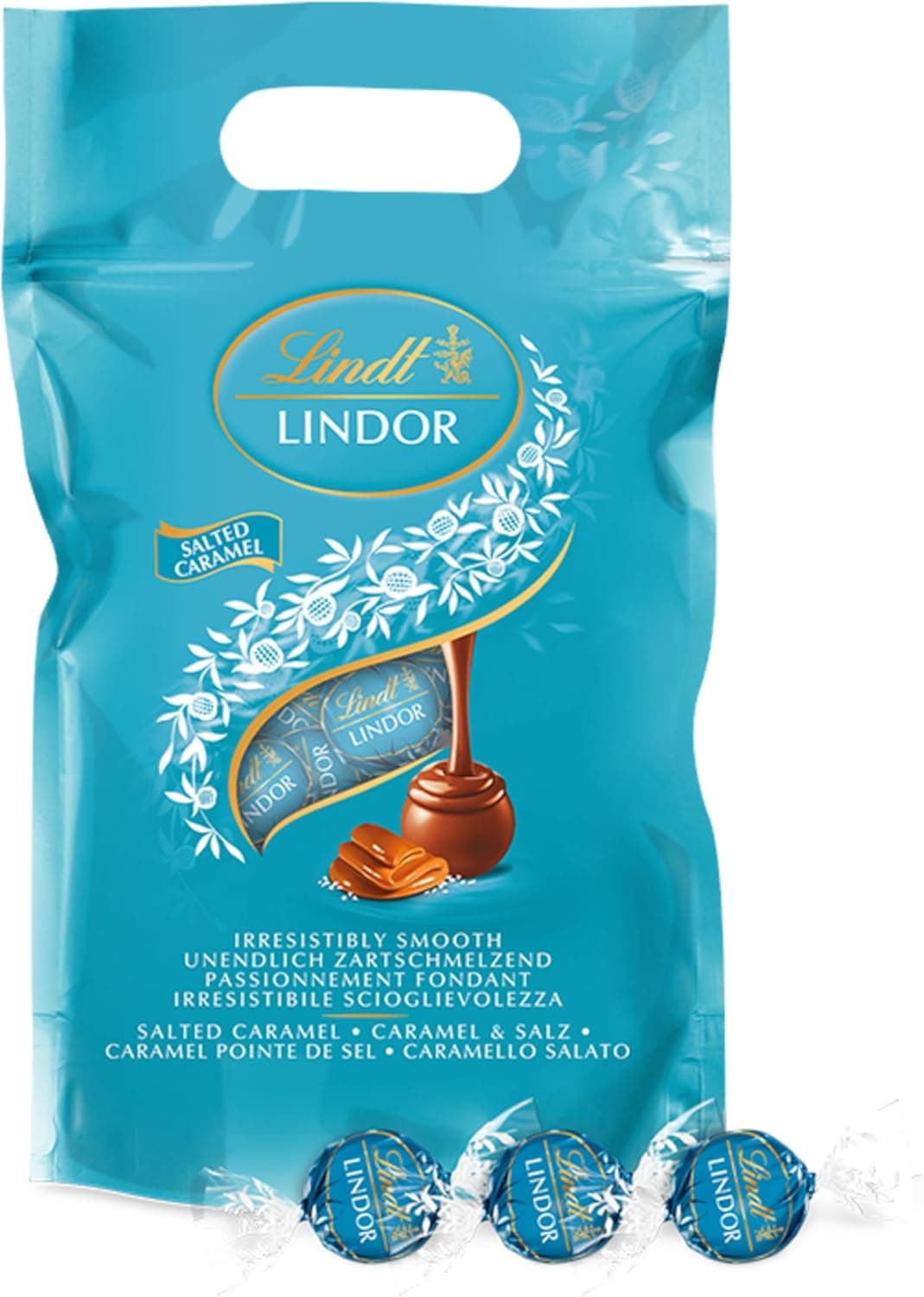 Lindt Lindo bombons caramelo sal - cerca de 80 bolas, 1 kg - bombom de chocolate com recheio cremoso perfeito para partilhar e oferecer