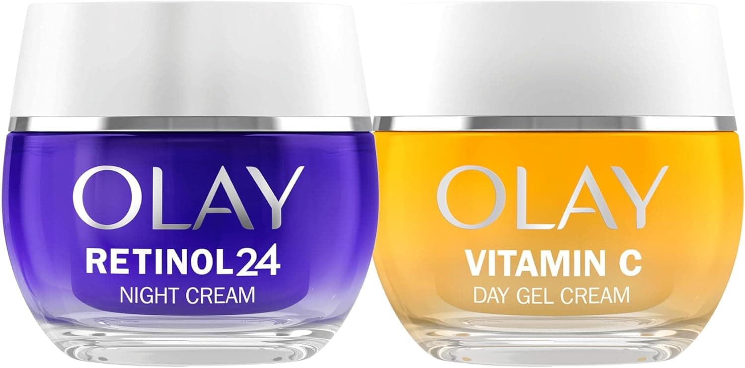 Olay Retinol24 creme noturno 50 ml e Olay VitaminC AHA24 creme de dia 50 ml. Pacote de 2 cremes. Pele mais macia, hidratada e luminosa